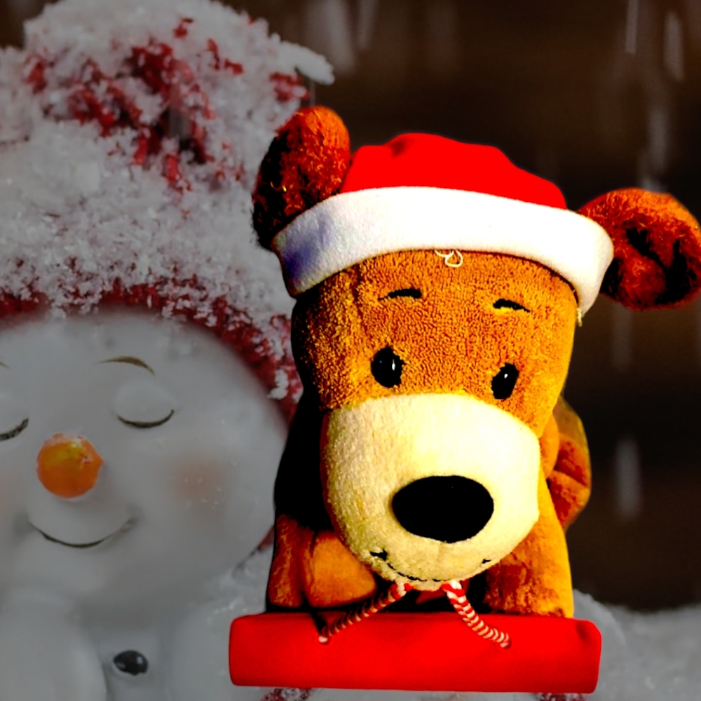 Hallmark Jingle Pals "Rockin' Rover" Brown Barking Animated Dog on Sleigh 9"Tall